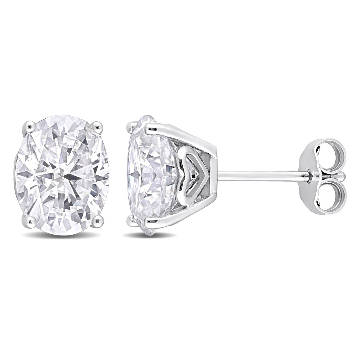 Boucles d'oreilles Miabella à Solitaire Ovale Moissanite en Argent Sterling