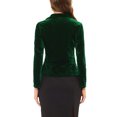 thumbnail image 3 of INSPIRE CHIC Women's Notched Lapel Long Sleeve Button Velvet Blazer L Dark Green, 3 of 7