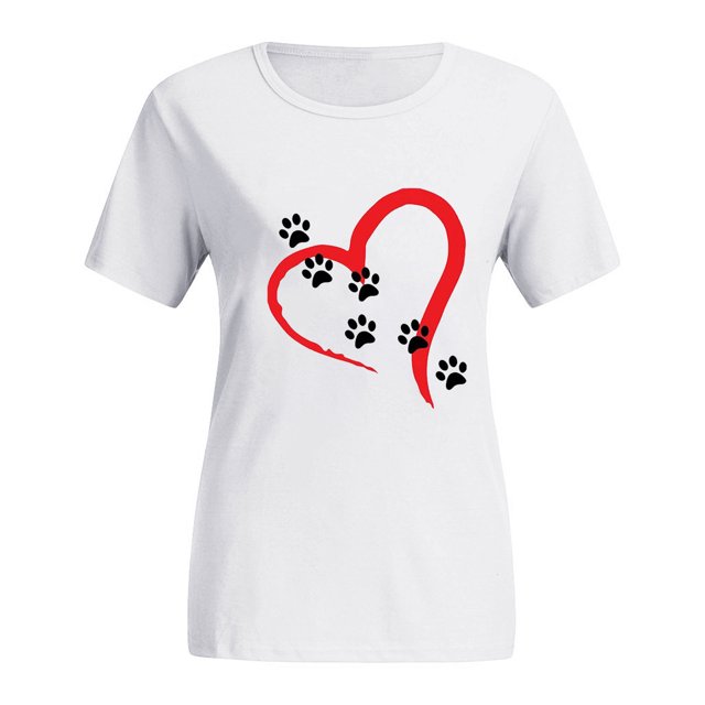 CEHVOM T-Shirts Imprimés pour Femmes Grande Taille Col Rond Imprimé Chat Manches Courtes Tee Graphique Hauts