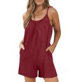 thumbnail image 1 of AherBiu Wide Leg Short Jumpsuits for Women Sleeveless Spaghetti Strap Summer Boho Rompers with Pockets, 1 of 7