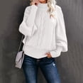 thumbnail image 3 of Ladies Mid Neck Sweater Oversize Tops Loose Long Sleeve Knit Fair Isle Sweaters Solid Color Sweater Pullover Mens Lightweight Sweater Top, 3 of 6