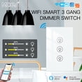 thumbnail image 2 of Smart WiFi Dimmer Switch, 3-Gang Touch Control, 90-250V AC, Tuya App Remote & Timer, Stepless Brightness Adjustment, Voice Control Compatible, US Standard, White, for Home Automation, 2.4GHz Wi-Fi, 2 of 6