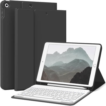 Étui Clavier Bluetooth pour iPad 10,2 Pouces pour iPad 9e / 8e / 7e Génération (pour iPad 2019, 2020, 2021) - Porte-Crayon, Clavier Bluetooth Sans Fil Rechargeable et Détachable ( 1 Unité )