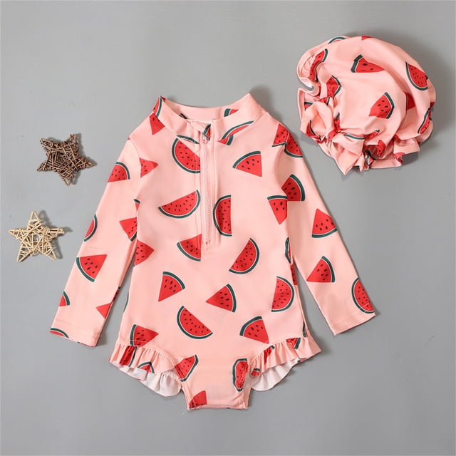 Maillot de Bain anti-UV pour Tout-Petites Filles, Mode, Protection Solaire, Manches Longues, Maillot de Bain Bébé Fille 12-18 Mois