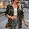 thumbnail image 2 of PEZHADA Womens Shacket Jacket New Leopard Print Button Long Sleeve Jacket Shirt Coat with Pocket Army Green, 2 of 6