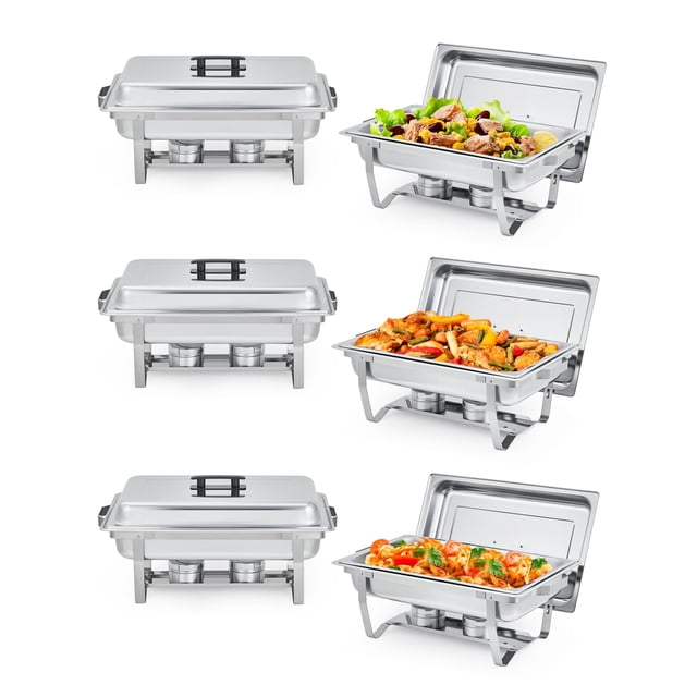 Yiwa Stainless Steel Buffet Chafer, Durable Rectangular Food Warmer with Mirror Finish for Catering, Wedding, Events