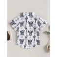 thumbnail image 3 of Opperiaya Chemise Garçon, Manches Courtes à Revers Imprimé Bull, Hauts Amples Décontractés de Fête de Rue pour Printemps Été 6 m-4 A, 3 of 8