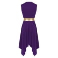 thumbnail image 4 of Jizyo Tunique Asymétrique de Danse de Louange pour Femme à Blocs de Couleur Sans Manches Superposition de Danse Lyrique de Culte Costume Violet m, 4 of 7