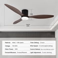 thumbnail image 3 of 52 Inch Smart Ceiling Fan with Light, Remote & App Control, 6 Speeds, Dimmable LED, Quiet DC Motor, Low Profile for Bedroom Living Room, 3 of 10