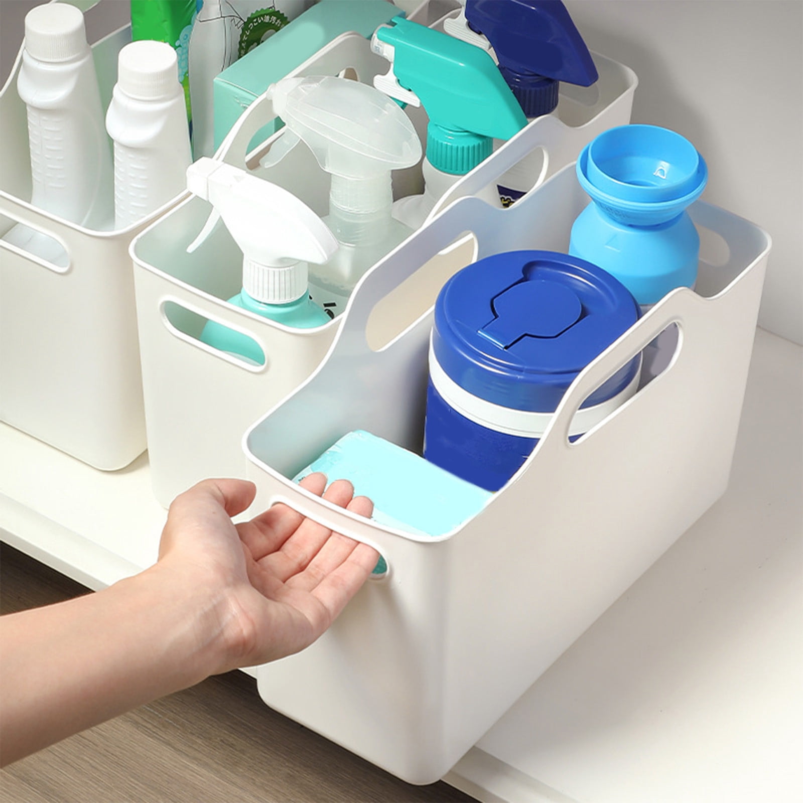 Bathroom Storage Cabinet,Household Plastic Sundries Storage Basket Desktop Cabinet Rectangular Small Basket Home Transparent Bathroom Storage Basket,Small Bathroom Storage Cabinet