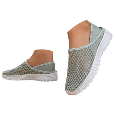 Dakaela Chaussures de Marche pour Femmes en Maille à Enfiler Chaussures de Tennis Confortables Mules Mains Libres Espadrilles Chaussettes Gris 8