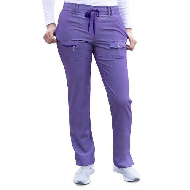 Adar Pro Women's Slim Fit Tapered Scrub Pants, Heather Grape, L