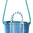 thumbnail image 3 of Handbag  Bags Woven Bag Colorful Plastic Strip Handle Small Cute Fashionable Square Bag For Summer Beach Sky Blue, 3 of 5