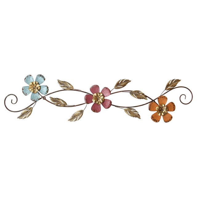 Stratton Home Decor Décoration Florale Rustique pour Porte avec Écusson en Métal