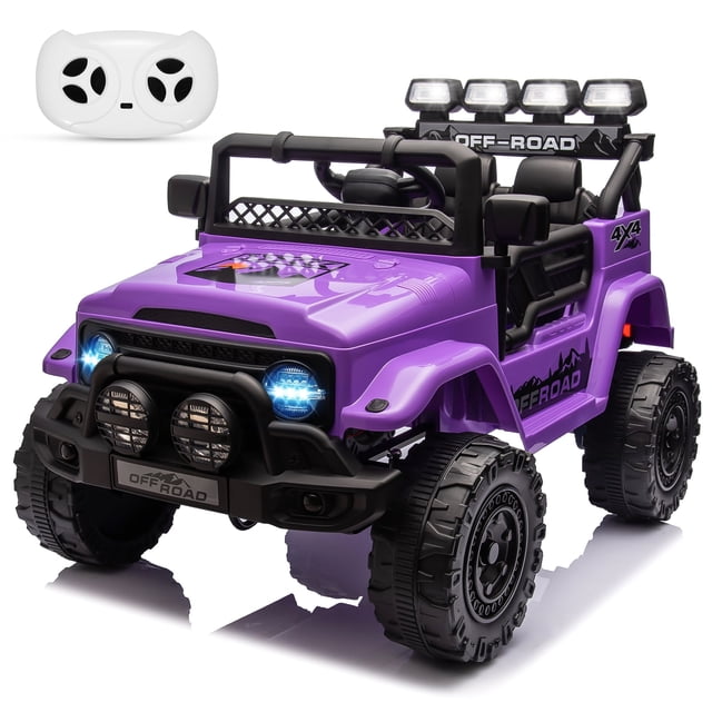Garvee 12V Kids Ride on Truck Car,5MPH Max Speed,Parent Remote Control,3 Speeds, Lights,Music,Purple