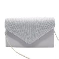 thumbnail image 3 of thinsony Women Envelope Bag Rectangular Hasp Rhinestone Stylish Fashionable Business Party Bridal Handbag Birthday Gift Silver, 3 of 9