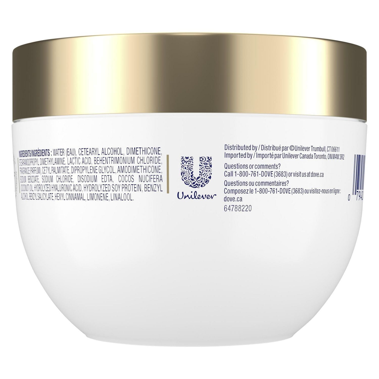 Dove Masque Hydratant 10-en-1 Hydratation Quotidienne pour Cheveux Secs avec Sérum à l'Acide Hyaluronique, 260 g