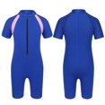 thumbnail image 1 of Aislor Kids Big Girls Zippered Swimsuit Swimwear Bathing Suit Rash Guard Shorty Sun Protection Wetsuit Blue 8, 1 of 7