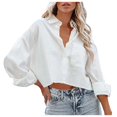 thumbnail image 1 of Blouse à Manches Longues Boutonnée / Haut Décontracté Polyvalent pour Femmes Tunique Manches Mi-Longues Tee-Shirts pour Femmes Manches Longues P Chemises Amples Col Rabattu pour Femmes Chemises d'Entraînement Féminines, 1 of 9