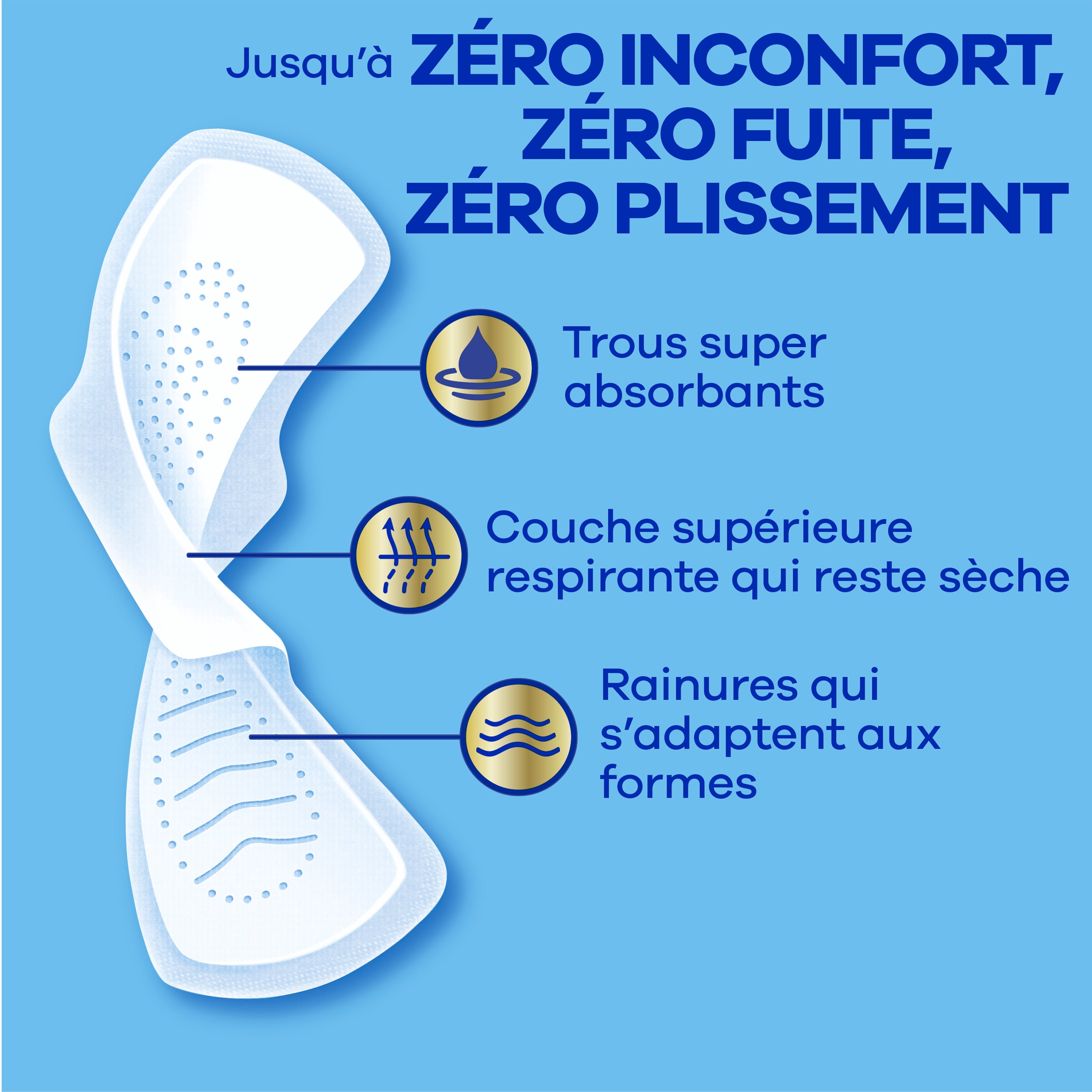 Serviettes Always Infini FlexFoam, régulières avec ailes, pour femmes, taille 1, sans parfum, 50 serviettes