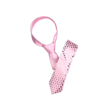 INSPIRE CHIC Men's Halloween Sequins Tie Self Tie Neck Shine Party Costume Tie Pink One Size