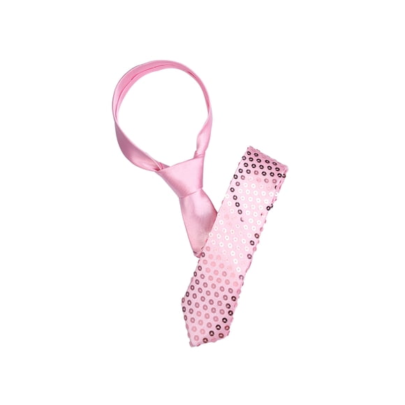 INSPIRE CHIC Men's Sequins Tie Self Tie Neck Shine Party Costume Tie Pink One Size