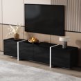 thumbnail image 3 of Homy Casa TV Stand with Black Gloss Fronts, LED Strip, Drawers & Cabinets, 3 of 12