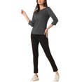 thumbnail image 2 of INSPIRE CHIC Haut à Carreaux Pied-de-Poule pour Femme Manches 3/4 Encolure Bateau Extensible Blouse de Bureau L Gris Foncé, 2 of 6