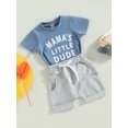 thumbnail image 3 of Gupgi 2Pcs Baby Boy Clothes Short Sleeve Letters Print T Shirt Elastic Waist Pockets Shorts Set, 3 of 9