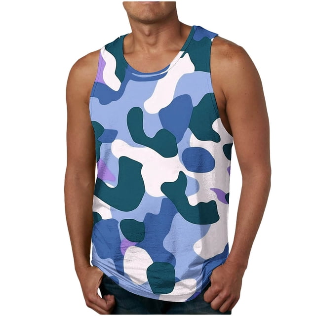 Weiqiqre Débardeurs à Col en V pour Hommes Amusants d'Été Débardeurs à Col en V Sans Manches T-Shirts Graphiques à Col Rond