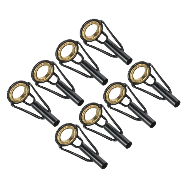 Unique Bargains Kit de Réparation d'Embout de Canne à Pêche en Acier Inoxydable 3,4 mm, Guide d'Anneau de Canne de Remplacement, Doré, Lot de 8