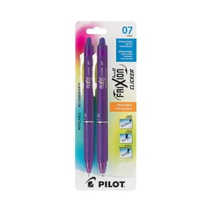Pilot FriXion Ball Clicker Retractable Erasable Pen, 0.7mm, Purple Ink, 2 Pack