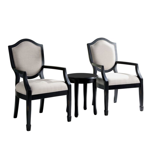 Meubles d'Amérique Ensemble de Table et de Chaise en 3 Pièces en Noir