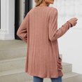 thumbnail image 4 of cfhntfmh Womens Casual Cardigan Ribbed Knit Open Front Long Cardigans Lounge Long Sleeve Sweater Outwear with Pockets, 4 of 4