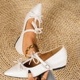 thumbnail image 2 of Black Pointed Toe Heels for Women Rhinestone Bowknot Buckle Strap Wedge Heels Comfortable Womens Black Casual Shoes, 2 of 9