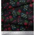 thumbnail image 2 of Soimoi polyester Crepe Fabric Leaves & Pink Flower Floral Print Sewing Fabric Yard 52 Inch Wide, 2 of 3