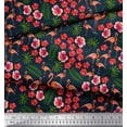 thumbnail image 2 of Soimoi Polyester Crepe Fabric Leaves,Floral & Flamingo Bird Fabric Prints by Yard 52 Inch Wide, 2 of 3