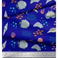 thumbnail image 3 of Soimoi Blue Heavy Canvas Fabric Crab & Tortoise Ocean Decor Fabric Printed Yard 58 Inch Wide, 3 of 3
