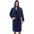 thumbnail image 1 of Innerwin Bath Robes Hoodie Men's Wrap Robe Winter Long Sleeve Soft Dressing Gown Navy Blue Black 4XL, 1 of 7