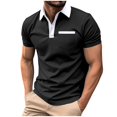 thumbnail image 1 of hoksml Mens Summer Athletic Short Sleeve Solid Color Collared Button Polos Fashion Chest Pocket Colour Blocking T Shirt Classic Golf Shirts 2025 on Clearance, 1 of 9