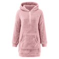 thumbnail image 4 of TJAZFJPA Robes Mignonnes pour Femmes Robe Décontractée Unie à Capuche Ample avec Fermeture Éclair Poche Chandail Col en V Robe Chandail en Molleton Mini Robe Été Maternité Robe Courte Été, 4 of 5