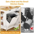 thumbnail image 3 of Rolling Kitchen Island with Power Outlet & Drop Leaf, Modern Mobile Kitchen Island Cart with Trash Storage Cabinet, Spice Rack & Towel Rack, Knife Holder, Black/White Engineered Wood, 3 of 7