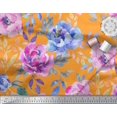thumbnail image 3 of Soimoi Orange polyester Crepe Fabric Leaves & Floral Print Sewing Fabric BTY 52 Inch Wide, 3 of 3