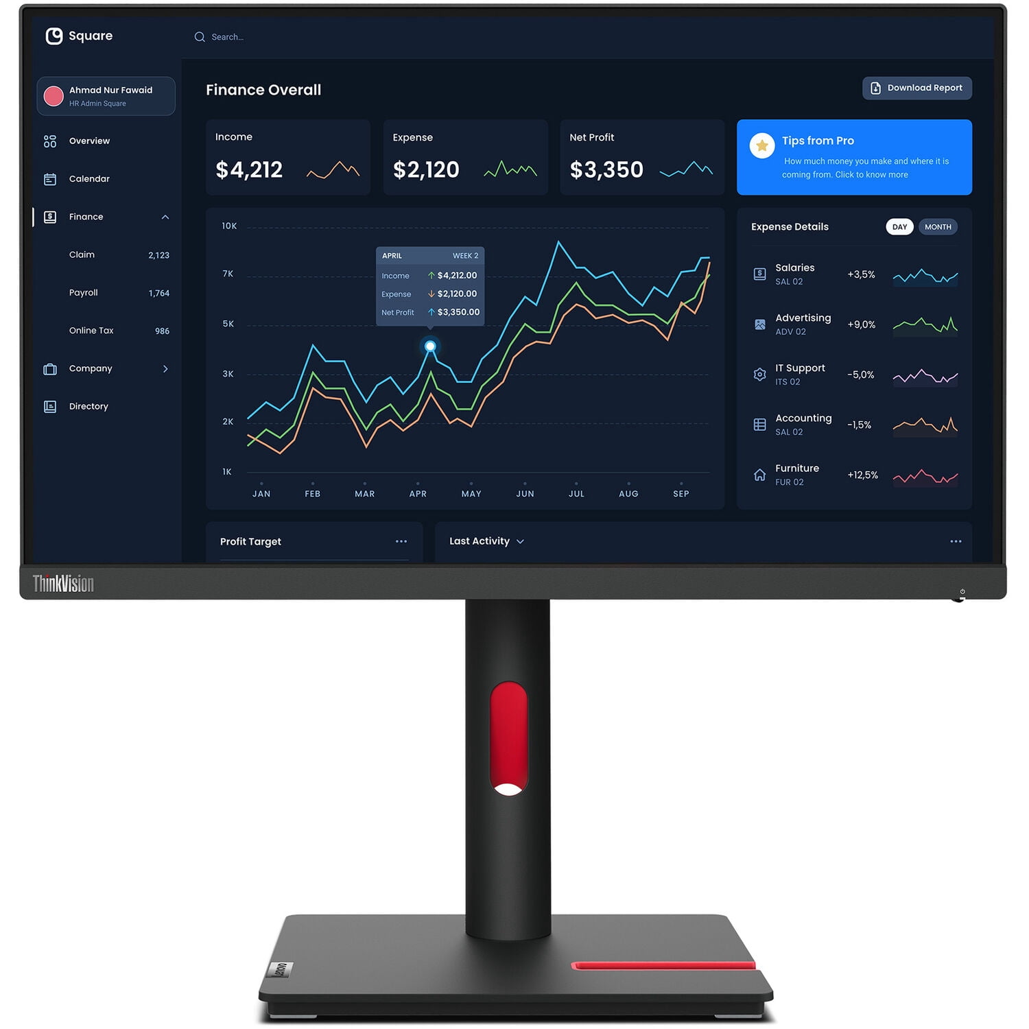 lenovo 21 5 thinkvision FHD 60 hz 6ms IPS LED monitor raven black
