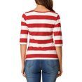 thumbnail image 3 of INSPIRE CHIC Hauts pour Femmes Non Doublés Col Rond Manches au Coude Coupe Ajustée T-Shirt Décontracté TP Rouge, 3 of 7