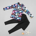 thumbnail image 2 of Zwiiyzr 2025 Filles Enfants Maillot de Bain 2 Pcs Imprimé Floral Haut anti-UV à Manches Longues et Pantalon Long avec Jupe Combinaison anti-UV Protection Uv Tenue de Plage Maillot de Bain 3-11 Ans Noir, 2 of 9