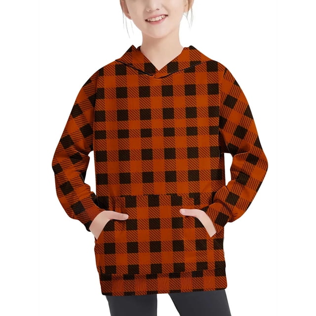Offres de T-Shirts à Manches Longues pour Filles Chandail à Capuchon à Col Rond Surdimensionné Mode pour Enfants Chandail à Manches Longues à Enfiler Hauts 4-14 Ans pour Filles et Garçons Bébé Chandail à Col Rond Orange 5T