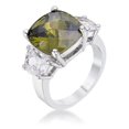 thumbnail image 1 of Precious Stars R07409R-C42-09 Bague 3 Pierres Precious Stars Silvertone Coussin Vert Olive Zircone Cubique, 1 of 3
