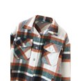 thumbnail image 3 of Kmbangi Women Plaid Print Coat, Long Sleeve Button-down Collar Jacket, 3 of 9