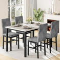 thumbnail image 1 of Stmoze Dining Table Set for 4, 5 Pieces Faux Marble Tabletop Kitchen Table with 4 Velvet Upholstered Chairs, Rectangular Dining Table and Chairs Set for Small Space, Kitchen, Pub, Gray, 1 of 7
